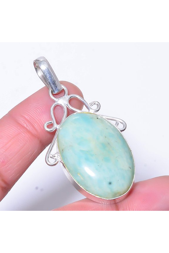 Amazonite - Russia Designer Handmade 925 Sterling Silver Pendant 2.22" P27