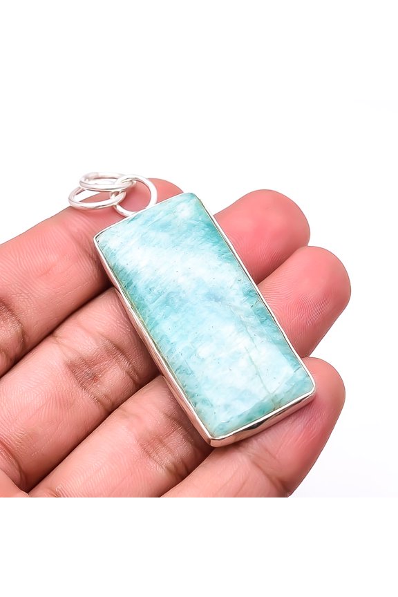 Amazonite - Russia Designer Handmade 925 Sterling Silver Pendant 2.42" P20