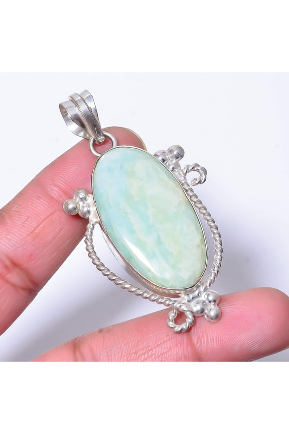 Amazonite - Russia Designer Handmade 925 Sterling Silver Pendant 2.42" P27