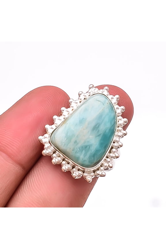 Amazonite - Russia Gemstone 925 Sterling Silver Handmade Ring S.8 R11