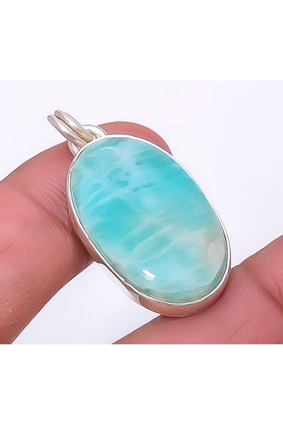 Amazonite - Russia Handmade 925 Sterling Silver Pendant 1.56" T2725, Christmas Gift, Gemstone Silver Jewelry, Amazonite Pendant, New Year Sale