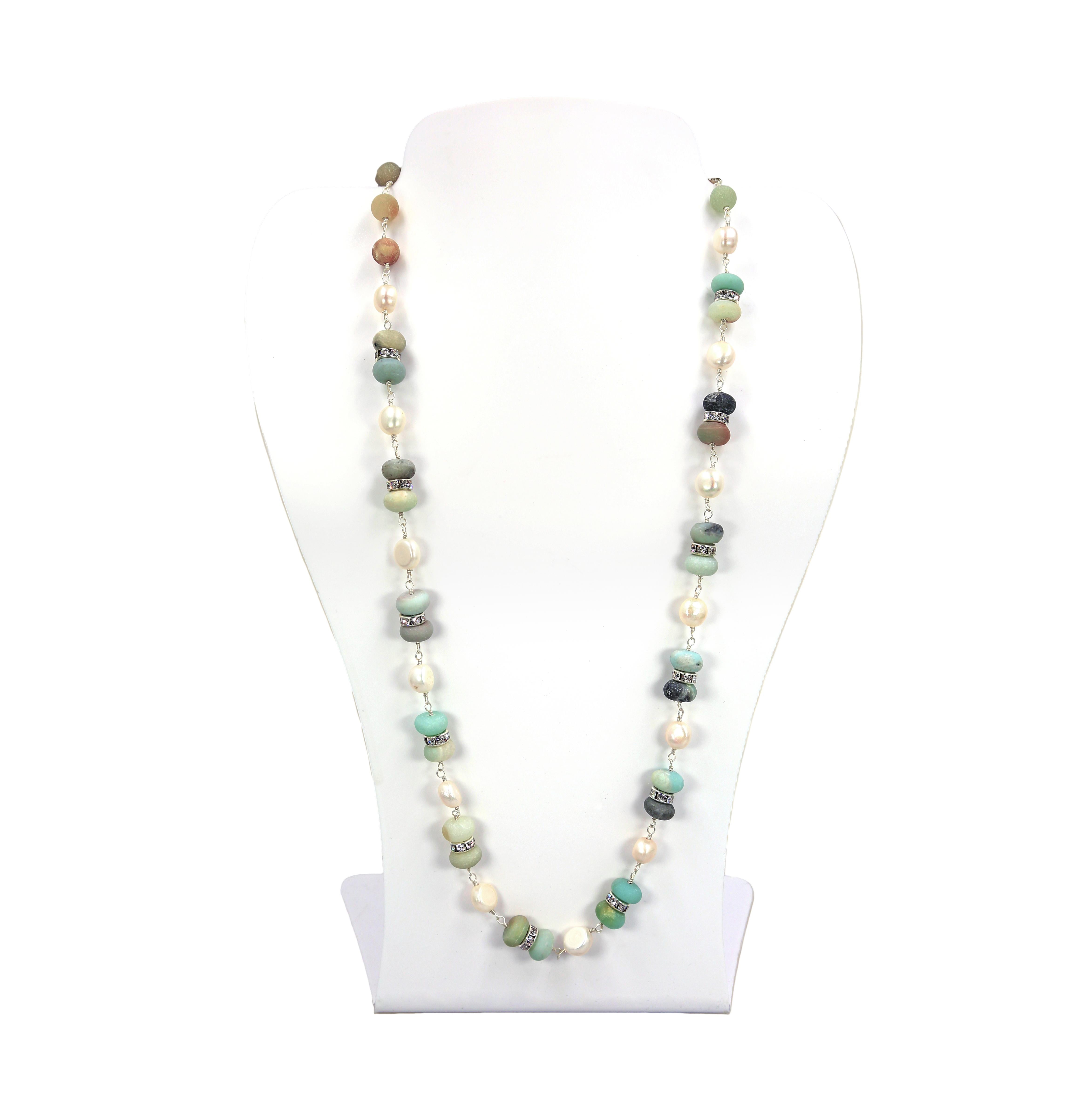 MGR Multi-Gemstone Memory Wire Bracelet With Freshwater Pearls - Black & White Wrap Bangle