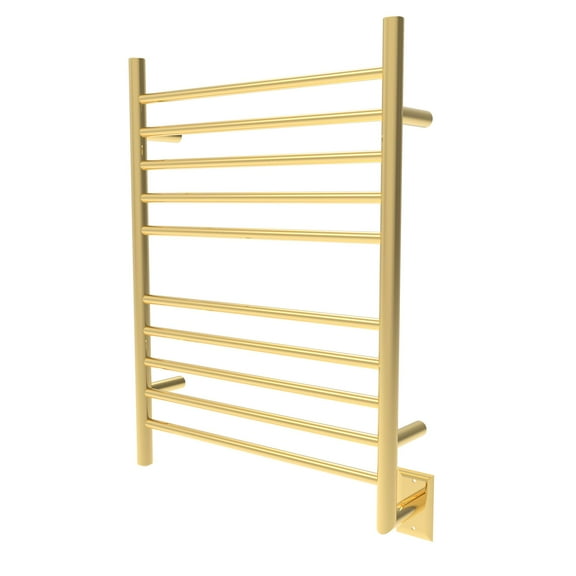 Amba Products 33.5" Gold Hardwired Straight 10 Polished Bar Towel Warmer