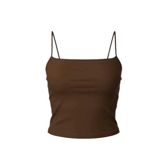 Ambar Women's Spaghetti Strap Slim Fit Cami Crop Top, Brown,M - US