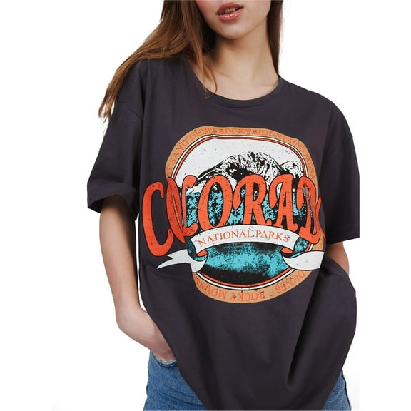 Ambar Women's Colorado Printed Short Sleeve Tshirt, Anthracite,L - US