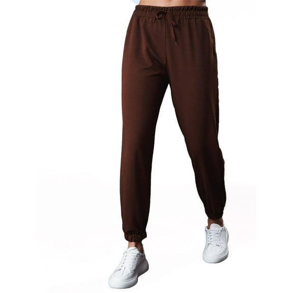 Ambar Women's High-Rise Cotton Jogger Pants, Brown,M - US