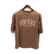 Ambar Women's New York City Logo Relaxed Fit T-Shirt, Brown,S - US