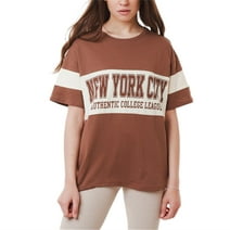 Ambar Women's New York City Printed Short Sleeve Tshirt, Brown \ Stone,S - US