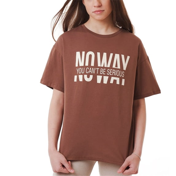 Ambar Women's No Way Printed Relaxed Fit T-Shirt, Brown,L - US