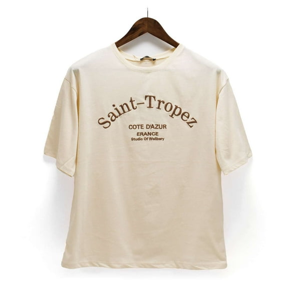 Ambar Women's St Tropez Printed Tshirt, Creme,L - US