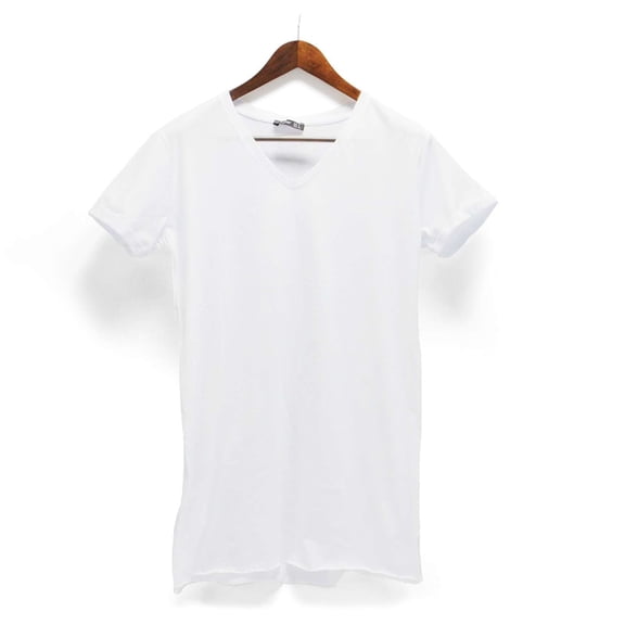 Ambar Women's V-Neck Plain Short Sleeve Tshirt, White,L - US