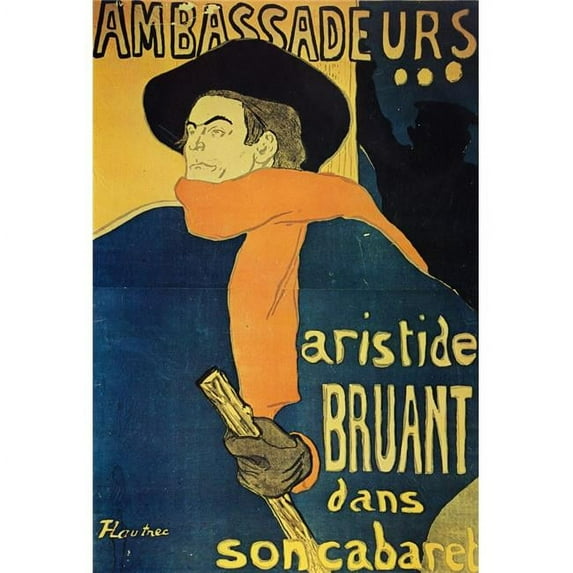 Ambassadeurs Aristide Bruant Dans Son Cabaret 1892 Poster Print by Henri De Toulouse-Lautrec - 18 x 24