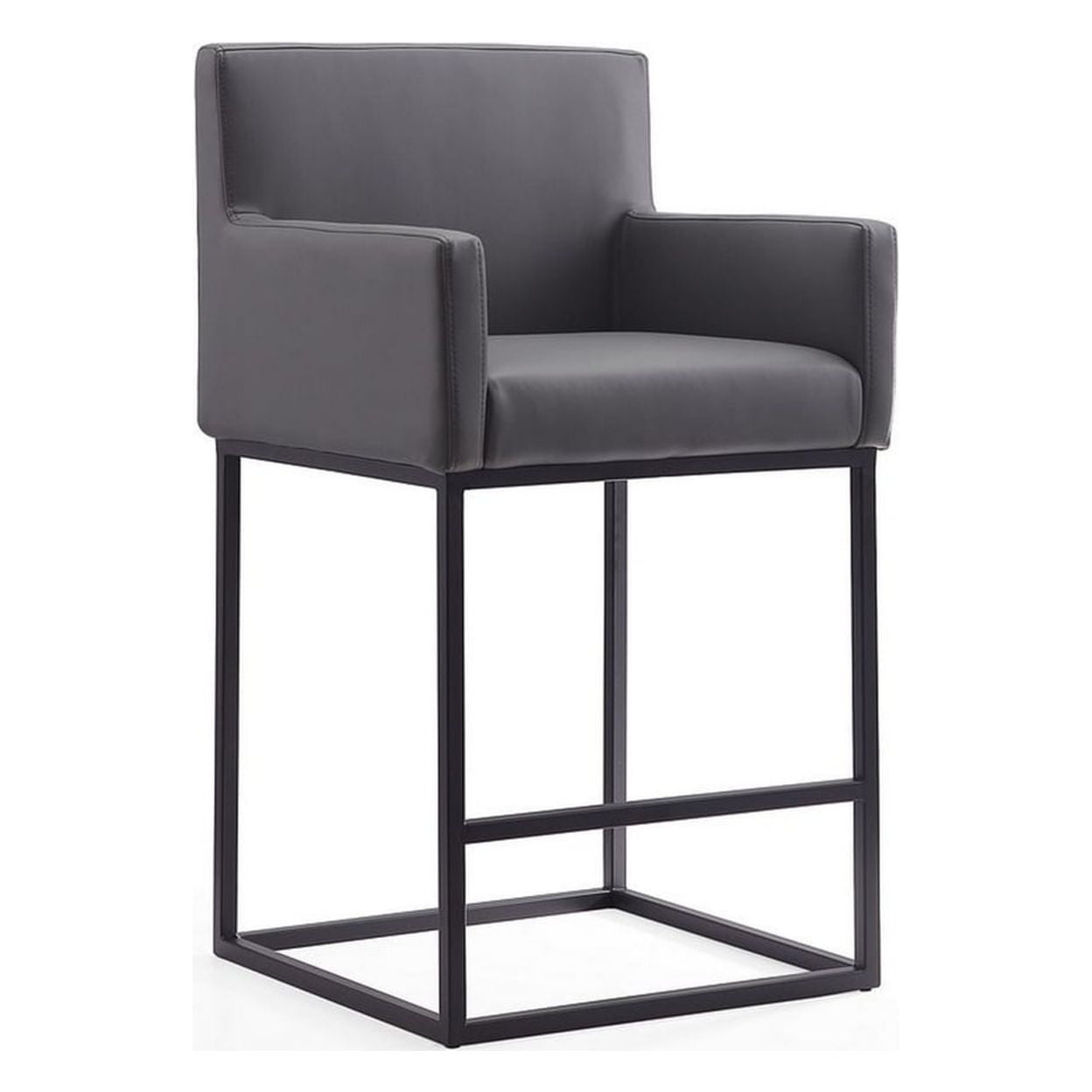 Ambassador 38" Grey and Black Leather Metal Barstool