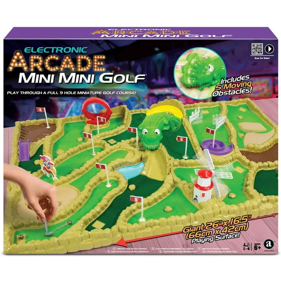 Ambassador Games: Electronic Arcade Mini Mini Golf - Giant 26x16.5" Playing Area, Tabletop 9 Hole Course, 5 Moving Obstacles, Adult-Kid 6+, 1-4 Player