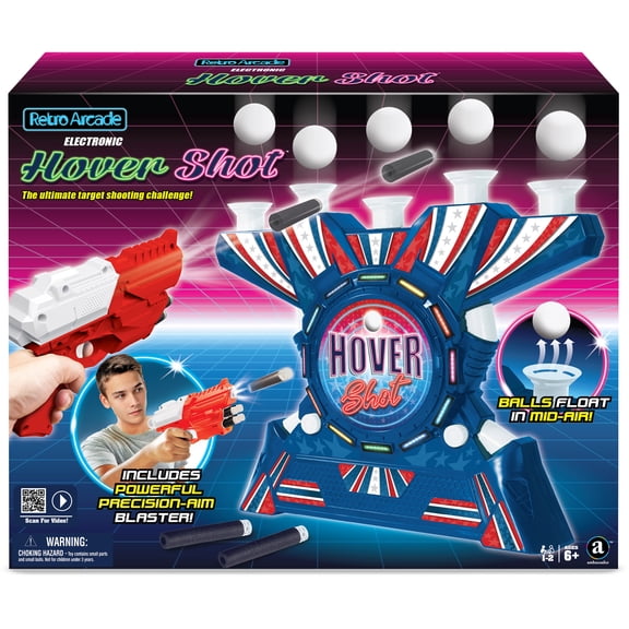 Ambassador Games: Retro Arcade - Electronic Hover Shot - Light & Sound Tabletop Target Shooting Game, Blaster, Air Floating Balls, Adult Kids Ages 6+