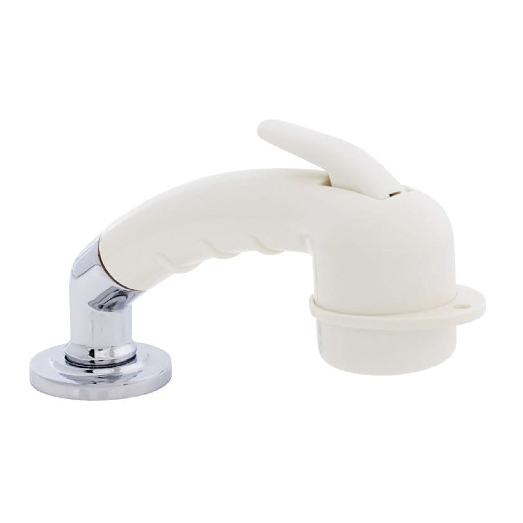 Ambassador Marine Recessed Shower - Warm White Cup, Stainless Lid, 6' White Hose
