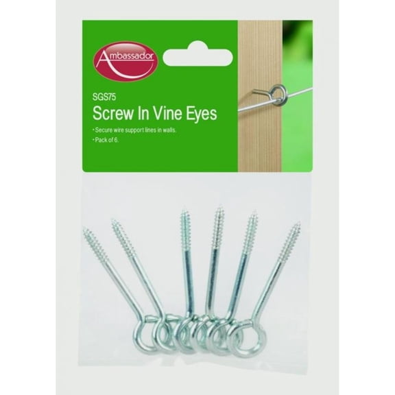 Ambassador Screw In Vine Eyes (Pack Of 6)
