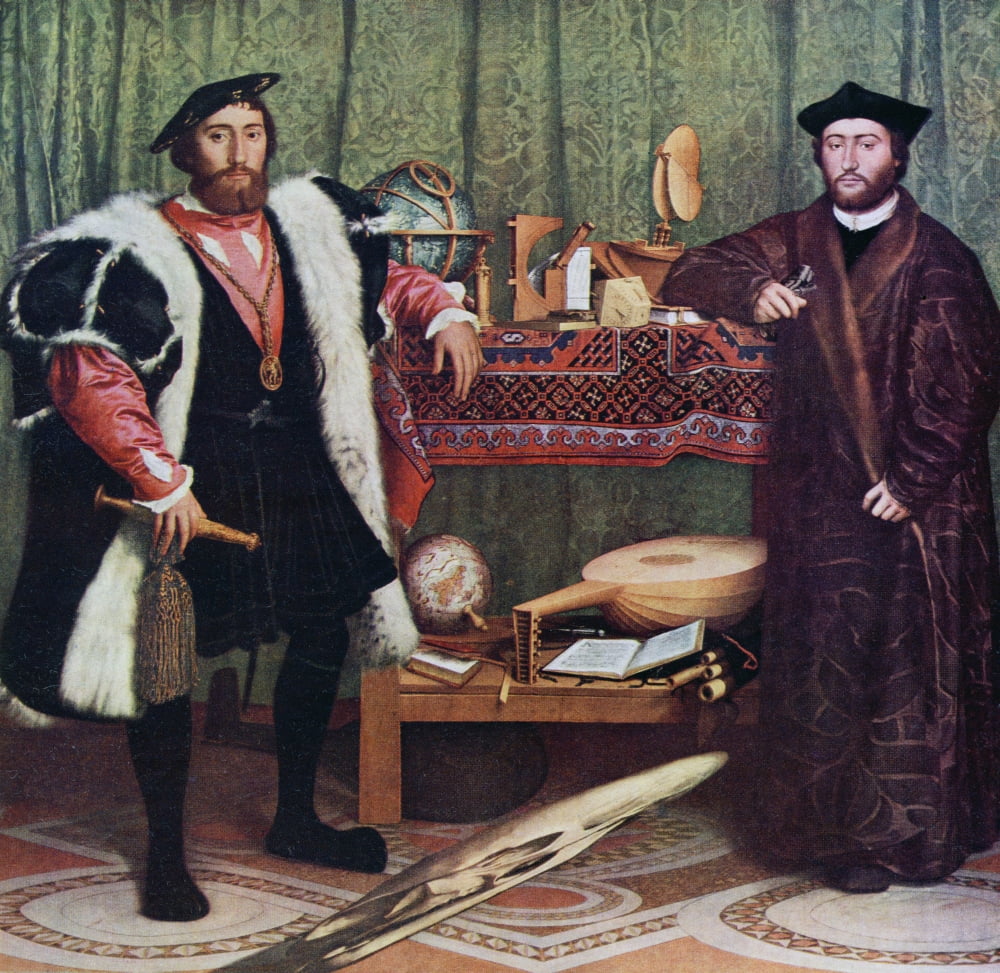 The Ambassadors By Hans Holbein The Younger From The Worlds Greatest Paintings Published By Odhams Press London 1934 Canvas Art - Ken Welsh Design Pics (24 x 24)