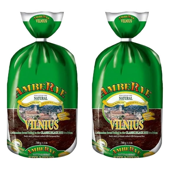 AmbeRye Vilnius Classic Black Rye Bread Product of Lithuania 700g/ 1.54lb - Set of 2