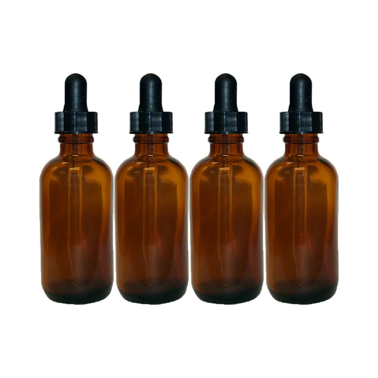 Amber 1oz Dropper Bottle (30ml) Pack of 4 - Glass Tincture Bottles with Eye  Droppers for Essential Oils & More Liquids - Leakproof Travel Bottles