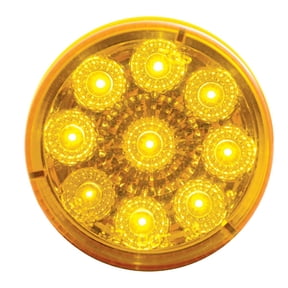 Amber 2" Round 9 LED Trailer Marker Clearance Light Kit / Grommet / Wire Plug