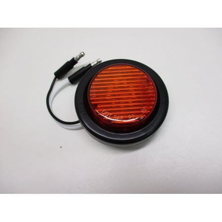 Amber 2 inch Round LED Truck Trailer Side Marker Clearance Light / Grommet