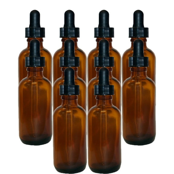 Amber 2oz Dropper Bottle (60ml) Pack of 10 - Glass Tincture Bottles with Eye Droppers for Essential Oils & More Liquids - Leakproof Travel Bottles