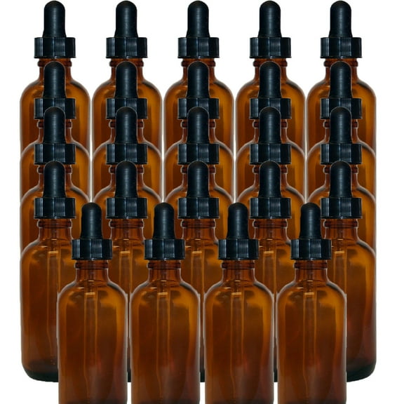 Amber 2oz Dropper Bottle (60ml) Pack of 24 - Glass Tincture Bottles with Eye Droppers for Essential Oils & More Liquids - Leakproof Travel Bottles