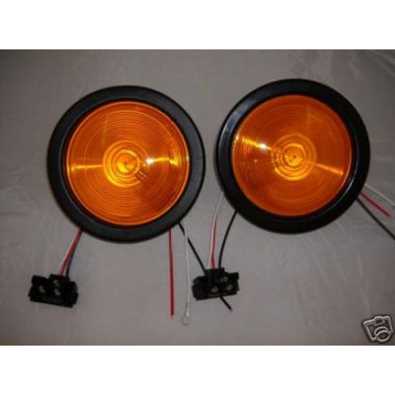 Amber 4" Round RV Truck Trailer Park Turn Signal Flasher Light Kits
