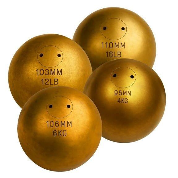 Amber Fight Gear Precision Brass Shotput IAAF Compliant, Superior Grip & Weight Calibration for Competitive Performance, 16lb/110mm