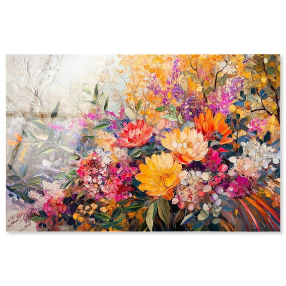 Amber Auras Acrylic Colorful Floral Art by Art Remedy, Ready to Hang, 15 x 10