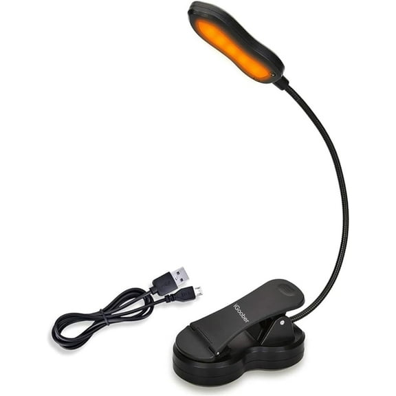 Amber Book Light, Rechargeable Blue Light Blocking Reading Light, Clip on Book Lamp, 3 Brightness Eye Care Sleep Aid Reading Lights for Study Bookworms Travel