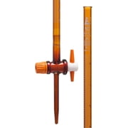 Amber Burette, 10mL - With PTFE Key Stopcock - Class A, ?0.03mL Tolerance - White Scale, 0.05mL Graduations - Borosilicate Glass - Eisco Labs
