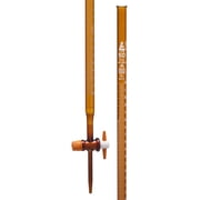 Amber Burette, 50mL - With PTFE Key Stopcock - Class A,  0.05mL Tolerance - White Scale, 0.1mL Graduations - Borosilicate Glass - Eisco Labs