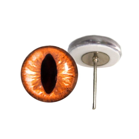 Amber Cat Glass Eyes on Wire Pin Posts