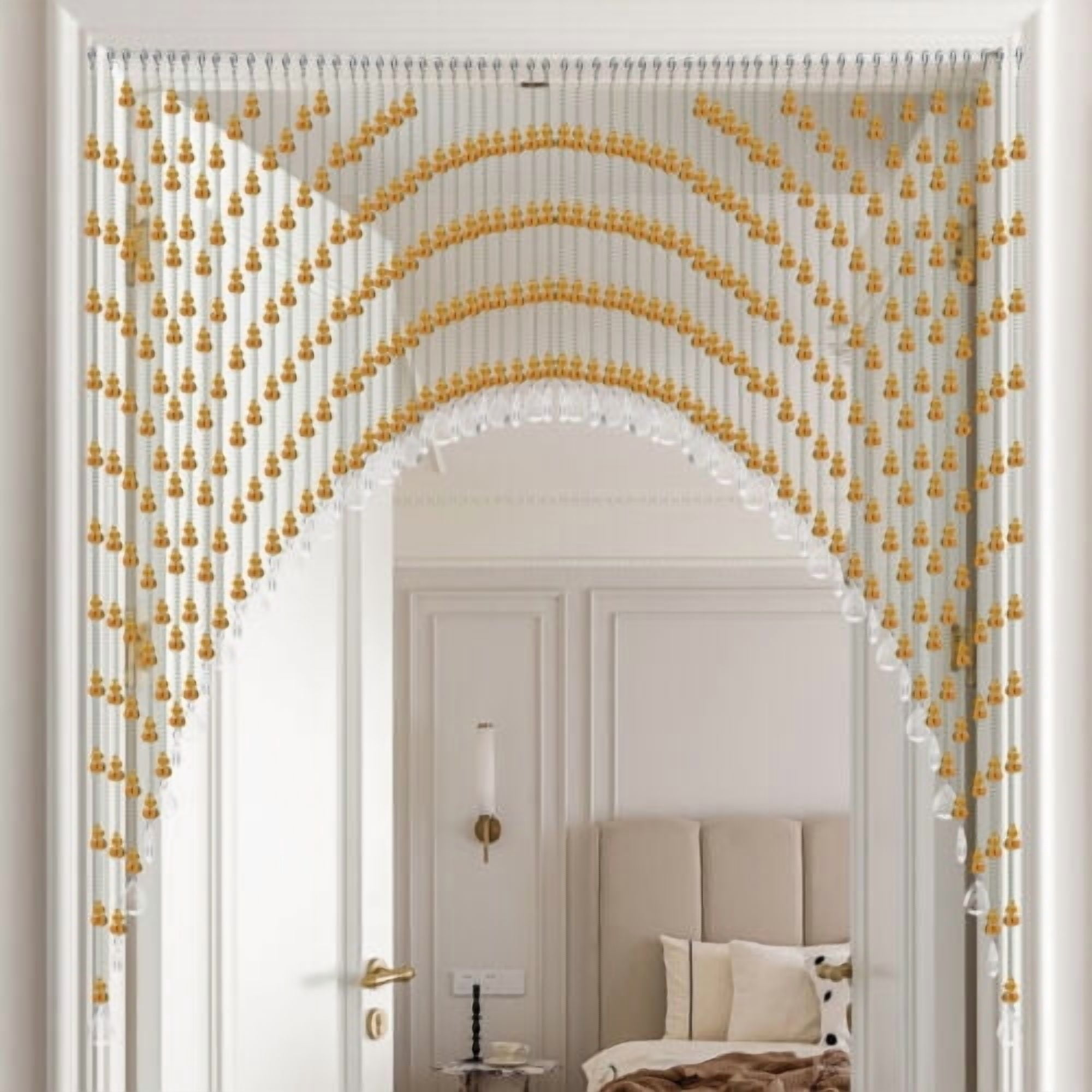Amber Clear Stainless Steel Beaded Curtain Modern Arched Glass Crystal