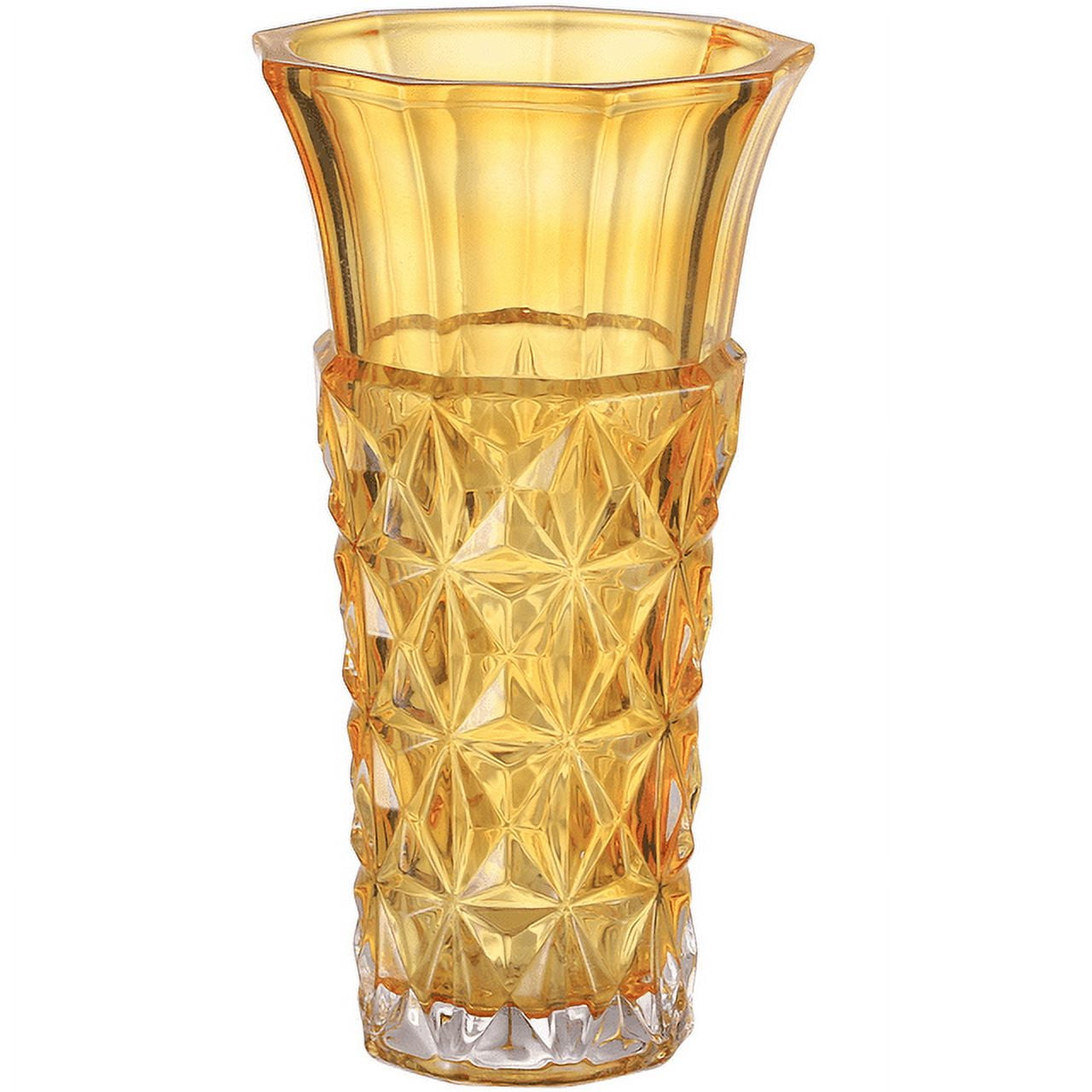 Amber Crystal Vase, Amber Glass Vase, Large Glass Vase, Crystal Vase for Flower, Heavy Duty