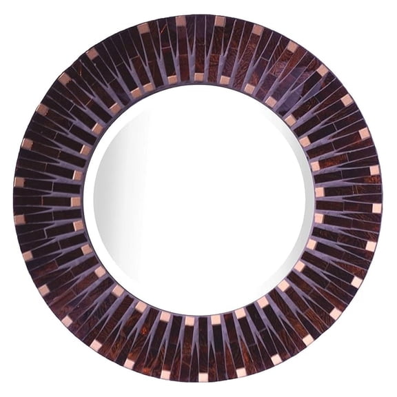 , Amber Dot Mosaic Wall Mirror, Decorative Beautiful Round Wall Mirror with Beveled Mirror, Frame Measures 16", Beveled Mirror Measures 9.5" (LP82M)