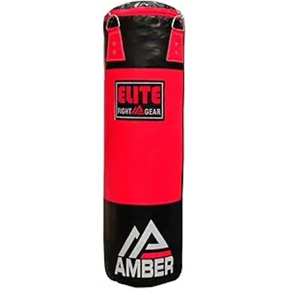 Elite Strikeforce Heavybag 6ft 100 lb for Boxing, Kickboxing, MMA, Muay Thai ToughTek Leather, Triple Stitched, Sand Weighted, D-Ring, Chains & Swivel, Filled, Red/Black