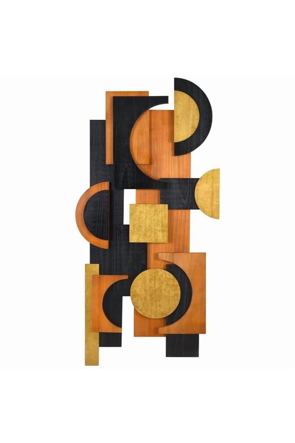 "Amber Embraces II" Hand Made & Hand Finished Dimensional Solid Paulownia Wood Abstracts Wall Art