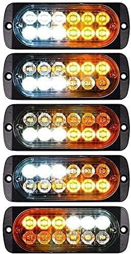 WE Amber Emergency Safety Flashing Lights Bar, Pack of 4 Bright 12 LED ...