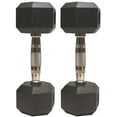 thumbnail image 1 of Amber Fight Gear Barbell Rubber encased Hex Dumbbell Weights with Metal Handles for Strength Training, Full Body Workout. Sold as a Pairs (2 Pieces 75LB each), 1 of 1