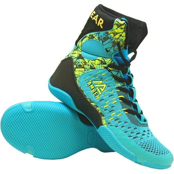 Combat v1.0-9” Professional Boxing/Wrestling Shoes, High-Top PU Training Footwear with Breathable Mesh & Durable Rubber Sole, Ideal for MMA, Martial Arts, & Weightlifting, 10.5 US Multicolor