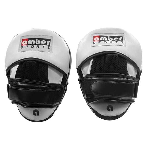 Amber Fight Gear Curved Focus Mitts for Boxing & MMA, Synthetic Leather Punch Pads with Shock-Absorbing Foam, Ventilation Holes & Adjustable Wrist Strap for Muay Thai, Kickboxing & Training