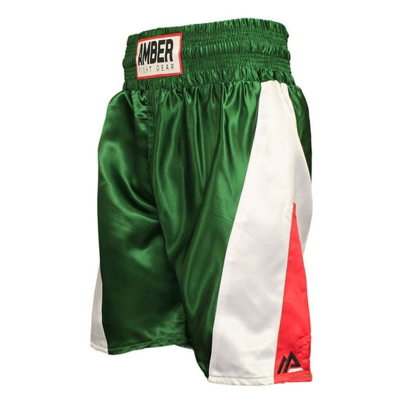 Amber Fight Gear Defender Pro Style Boxing Kickboxing Muay Thai MMA Training Gym Clothing Shorts Trunks Red White Green Medium
