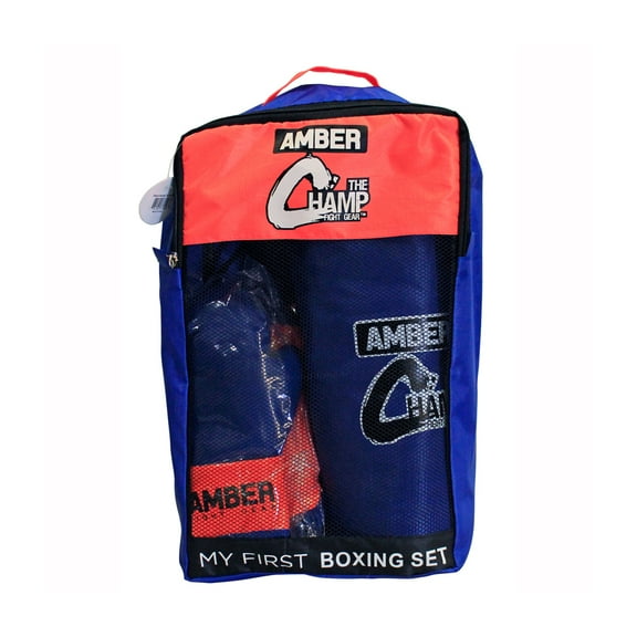 Amber Fight Gear Mini Boxing Toy Set Junior For 3 to 7yr olds Set Includes - 16 Toy Heavy bag, Junior Gloves, Toy Headgear and Jump Rope in a Handy Storage Bag. Great Gift Idea