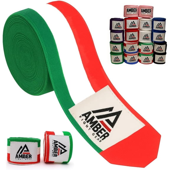 Amber Fight Gear Semi Elastic Professional 180-Inch Hand Wraps with Hook and Loop Closure for Boxing Kickboxing Muay Thai MMA for Men and Women, Mexico, Sold as a Set of 10 Pairs
