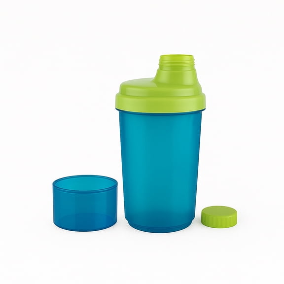 Amber Fight Gear Super Shaker Glass Big with Storage Cap No. 3 BPA-Free, Leak-Proof Protein Shaker Bottle with Wide Mouth Opening, Hi-Flow Cap, and Bottom Storage for Supplements, Blue