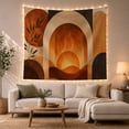 thumbnail image 1 of Amber Flames in a Rust-Colored Arch with Layered Hills, Moody Boho for Cozy Decor Enthusiasts, Mid-Century Wall Art Decor, Housewarming Gift, Tapestry Wall Hanging for Living Room and Bedroom, 1 of 7