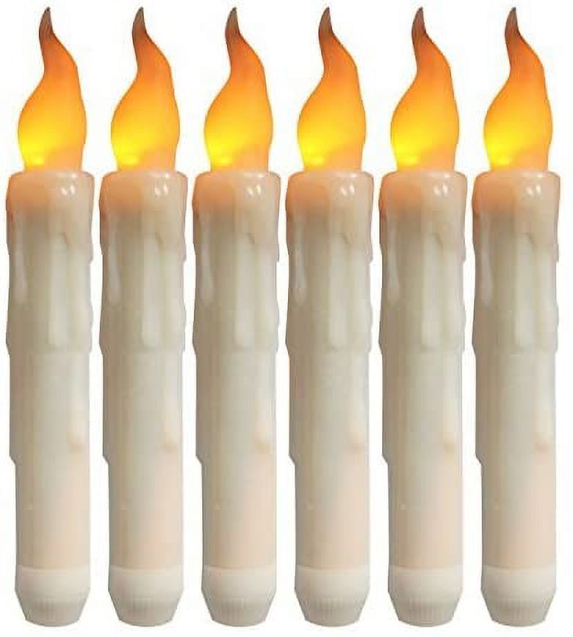 Amber Flickering LED Candles with Timer Battery Operated Wax Dipped